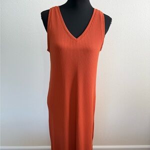 Old Navy V-Neck Orange Midi Dress